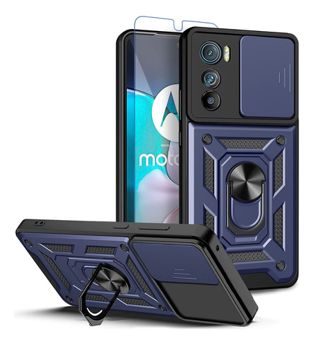 Funda Para Motorola Edge 30 Con Protector De Pantalla Azul