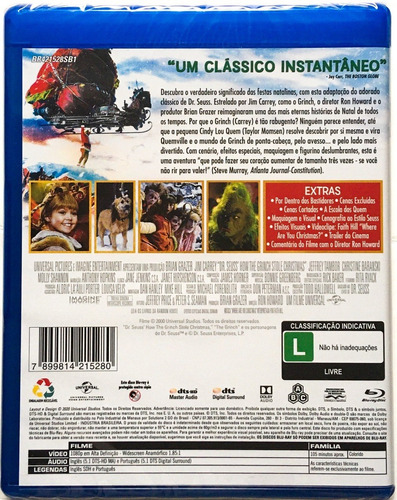 Blu-ray O Grinch - Jim Carrey - Original Lacrado | Frete grátis