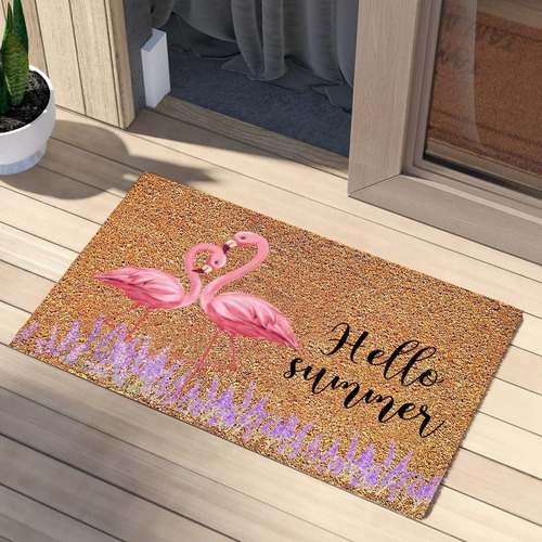 Felpudo Coco Hello Summer Happy Life Flamingo Mat Interior