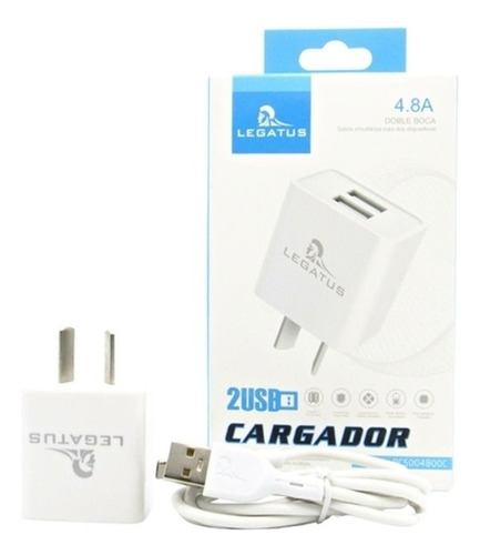 Cargador Ultra Rápido Celular 4.8a X2 Usb + Cable Tipo C