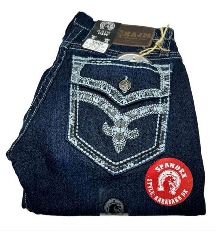 Pantalón Bordado Tipo Rock Revival Kajm Jeans 