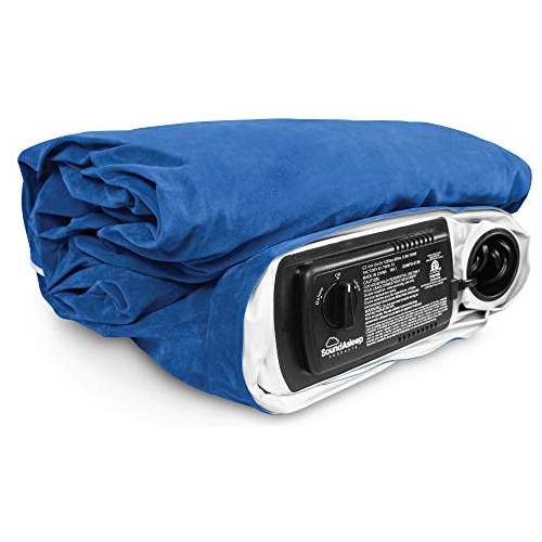 Colchon Inflable Tamaño Queen Color Blanco Azul Con Bomba