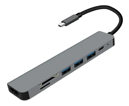  Hub Multiplicador 7/1 Usb-c Usb 3 Hdmi 4k Sd Mac Windows Am