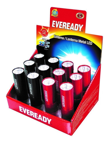 12 Linternas Led Eveready Mlv33a Metalicas Bandeja Exhibidor