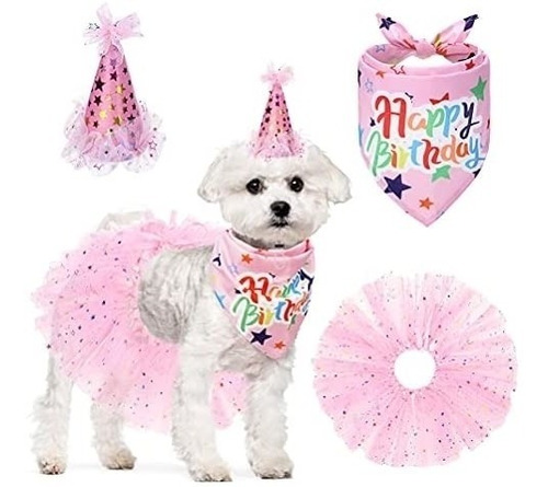 Scenereal Dog Birthday Bandana Vestido Y Sombrero De Fiesta