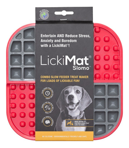 Plato Para Perros Lickimat Slomo. Color Rojo 