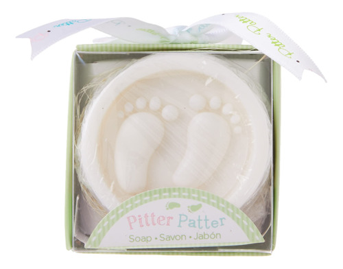 Pitter Patter  jabon En Matching Favor Box, Blanco