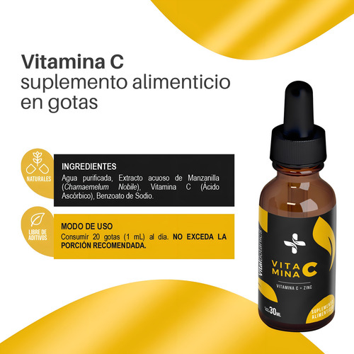 Gotero Vitamina C + Zinc Con 30 Ml Suplementos Vitalbotanics
