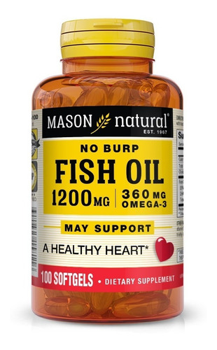 Mason Natural | Fish Oil | No Burp | 1200mg | 100 Softgels