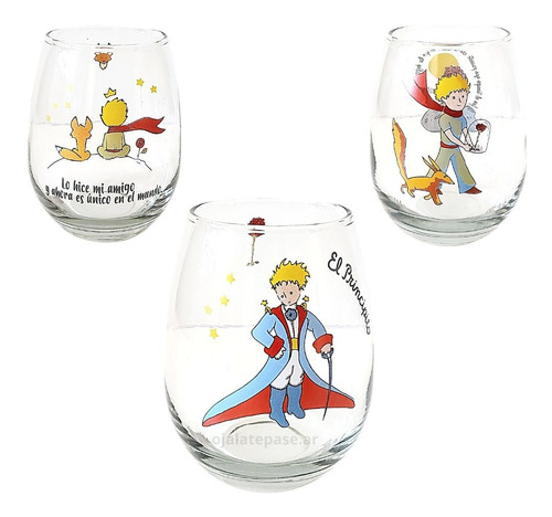 3 Vasos Copones De Vidrio El Principito Frases 