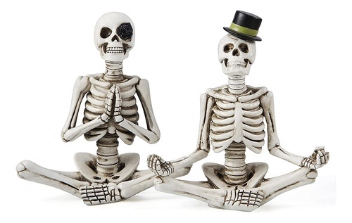 Figuras De Esqueleto Meditando De Sr. Y Sra. De Hallowe...