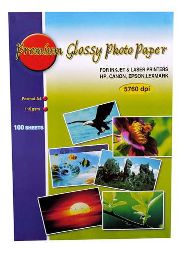 Papel Fotográfico Inkjet Brillante A4 115 Grs X 300 Hojas