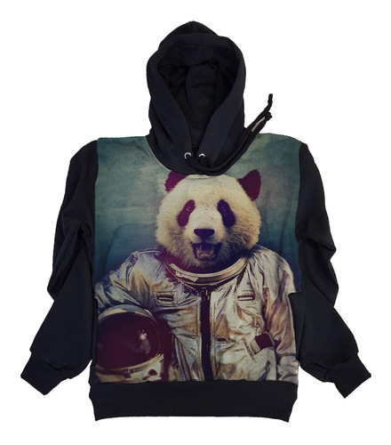 Lindo Moletom Flanelado Fullprint Urso Panda Astronauta