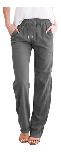 Pantalones Casuales De Algodón Y Lino Para Mujer R, Con Cord