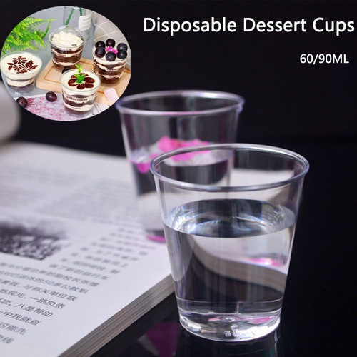 Vasos De Postre Desechables, Reutilizables, De Plástico