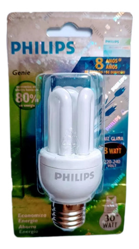 Foco Ahorrador Mod Genie 8w 220v E27 Luz Día 400lm Philips