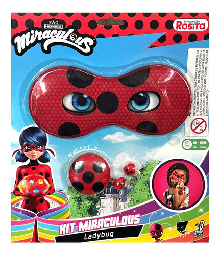 Miraculous Ladybug Máscara, Io-io, Brinco Joaninha Rosita