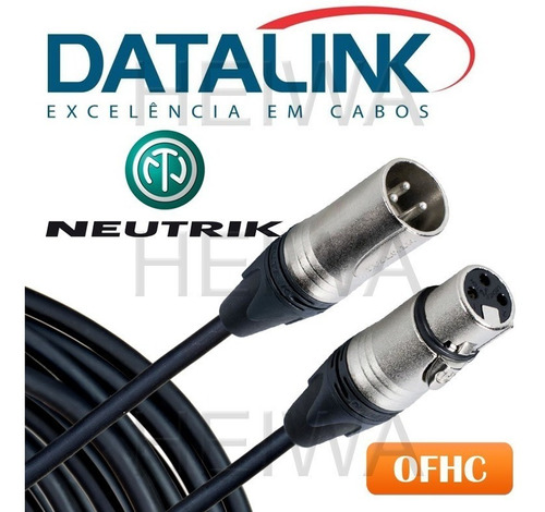 Cabo 5m Microfone Balanceado Xlr Ofhc Datalink Neutrik