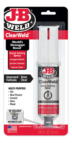 Pegamento Epoxy J B Weld Clearweld 5minutos 1u 50112  25ml