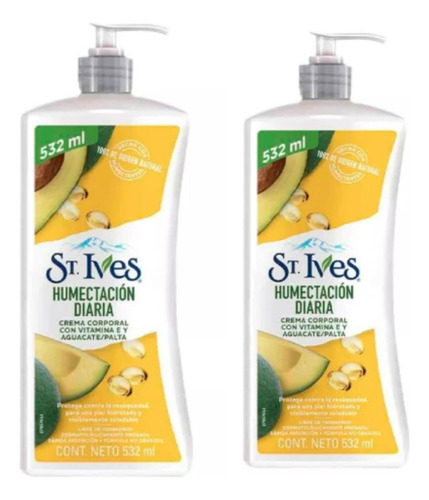 2 Crema Corporal St. Ives Vitamina E Y Aguacate 532ml.