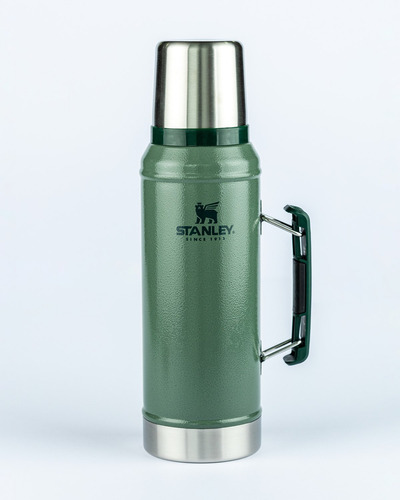 Botella termo Stanley Classic, 950 ml, color verde martillado