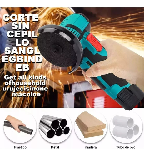 Esmeril Galletero Angular Inalámbrico Recargable + 2 Discos