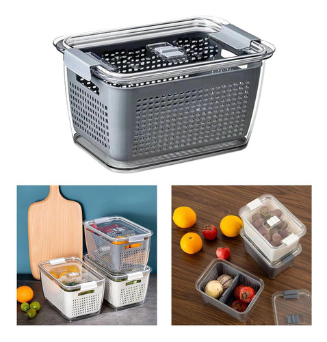 Cajas De Almacenamiento De Frigorífico Organizador De Gris