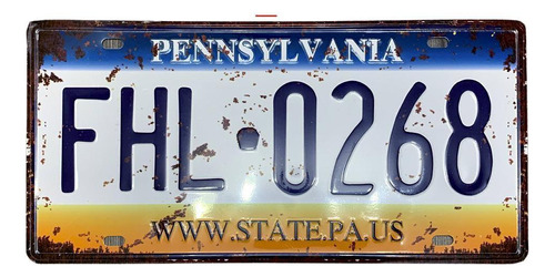 Quadro Placa Decorativa Metal Estados Unidos Pennsylvania