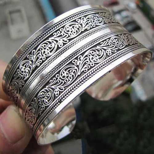 Brazalete Q Con Tótem Tibetano Del Tíbet, Pulsera Ancha 8086