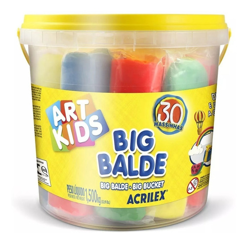 Massinha De Modelar Big Balde Art Kids 30 Acrilex 40023