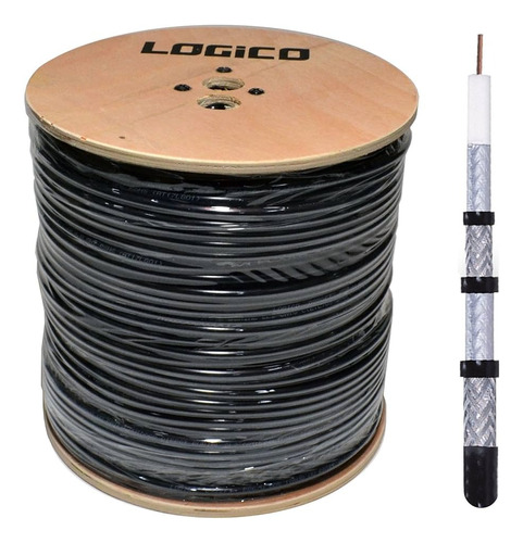 Cable Coaxial 305 M  Negro Con Guia  Nuevo