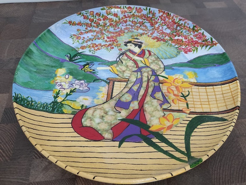Prato Decorativo De Parede Decoupagem Japonesa2- 29cm (Usado)