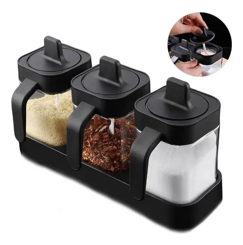 comprar Set 3 Frasco Especiero Condimentero Multiuso 2en1 + Cuchara 