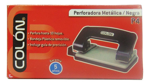 Perforadora Pequeña Metal P4 2 Perforaciones  Negro Colon