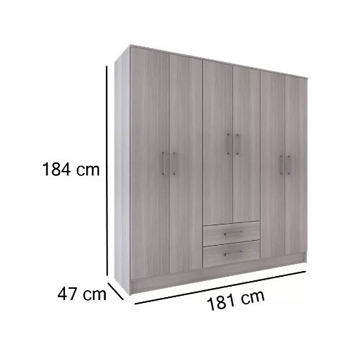 Placard Ropero 6 Puertas 2 Cajones Wengue Mogno Blanco Roble Color Venecia