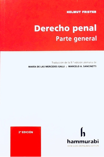 Derecho Penal. Parte General, De Frister. Editorial Hammurabi, Tapa Blanda En Español, 2022