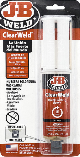 J.b Weld Adhesivo Epóxico Jeringa 25ml Clearweld Multiusos