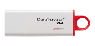 Memoria USB Kingston DataTraveler G4 DTIG4 32GB 3.0 blanco y rojo