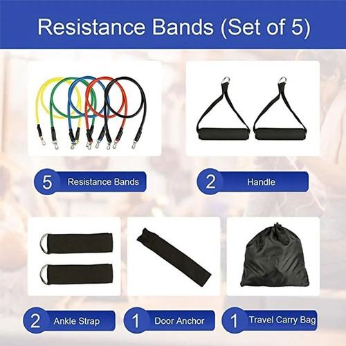 Set De Ligas De Resistencia Para Ejercicio En Casa 11 Pzs