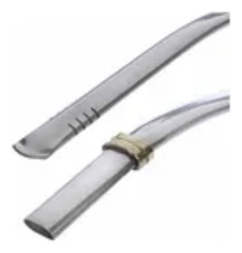 Bombilla Mate Chata Acero Inox Detalles Bronce 17 Cm Madu
