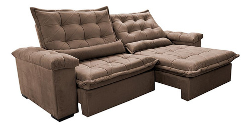 Sofá Retrátil 2,95m Cama Inbox Big Fresh. Com Softgel d40 Cor Castor