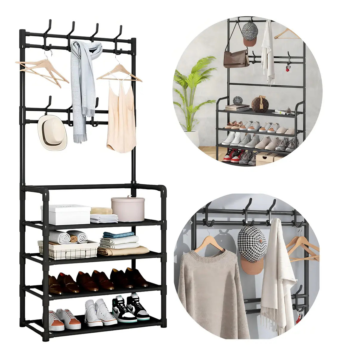Organizador Cabideiro Sapateira Casita P/ Roupas E Acessórios Preto