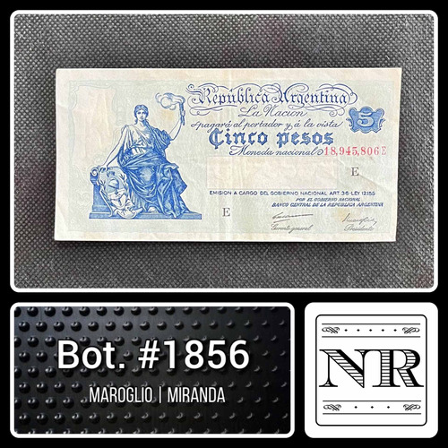 Argentina - 5 $ Progreso - Año 1946 - Bot. #1856 - E