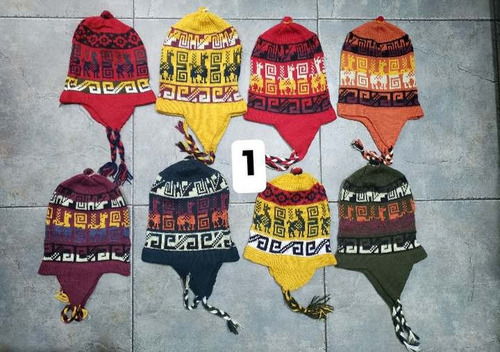 Imagen 2 de 6 de Gorro Coya Chullo Lana De Alpaca Con Orejeras Andino Colores
