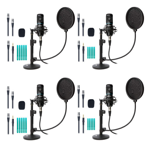 Paquete De 4 Micrófonos De Podcast Xlr Universales: In...