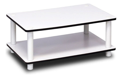 Furinno  Mesa De Centro De 2 Niveles, Blanca Con Tubos Blan.