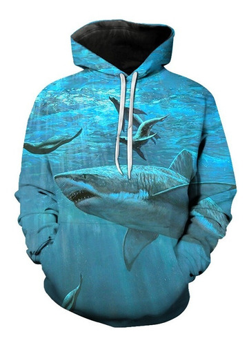 Sudadera Marine Tiburón Diseño Creativo Impresión Digital