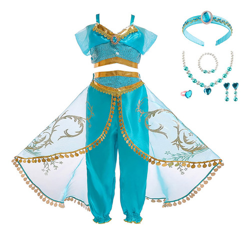 Furutonhe Disfraz De Princesa Árabe Para Niñas Con Diadem.