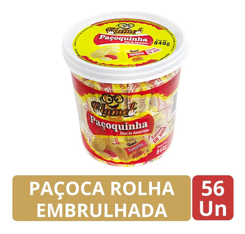 Paçoquinha Rolha Doce De Amendoim Clamel Pote 840g - 56 Un.