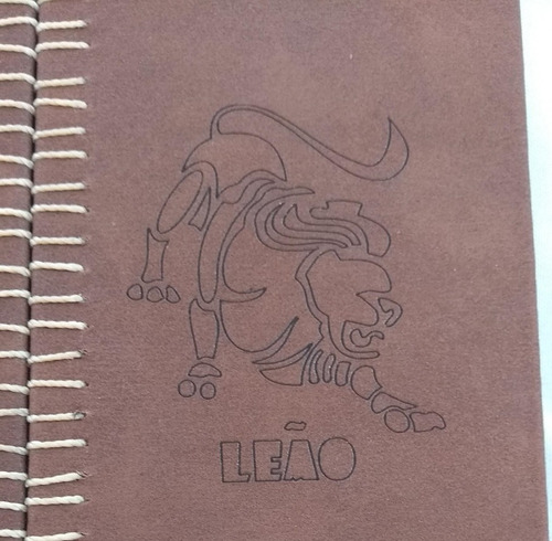 Imagem 2 de 6 de Diário Tema Signo De Leão Capa Couro Sintético
